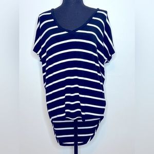 Express One Eleven Oversized Black and White Striped Shirt